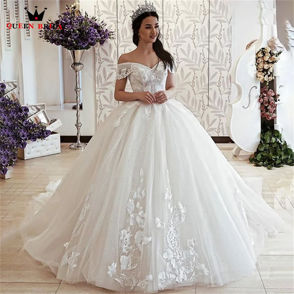 

Simple Ball Gown Puffy Wedding Dresses Cap Sleeve Tulle Lace Appliques Formal Bridal Gown 2023 New Design Custom Made DS100