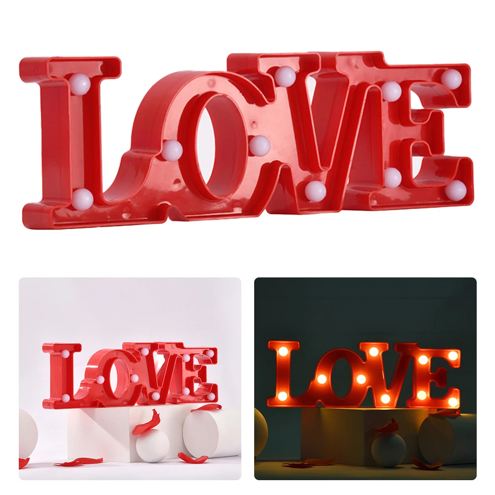 For Wedding Birthday Party DIY Valentines Day Table Bedroom Home Decor Letter Light Indoor Outdoor Anniversary Led Plastic Love | Лампы и