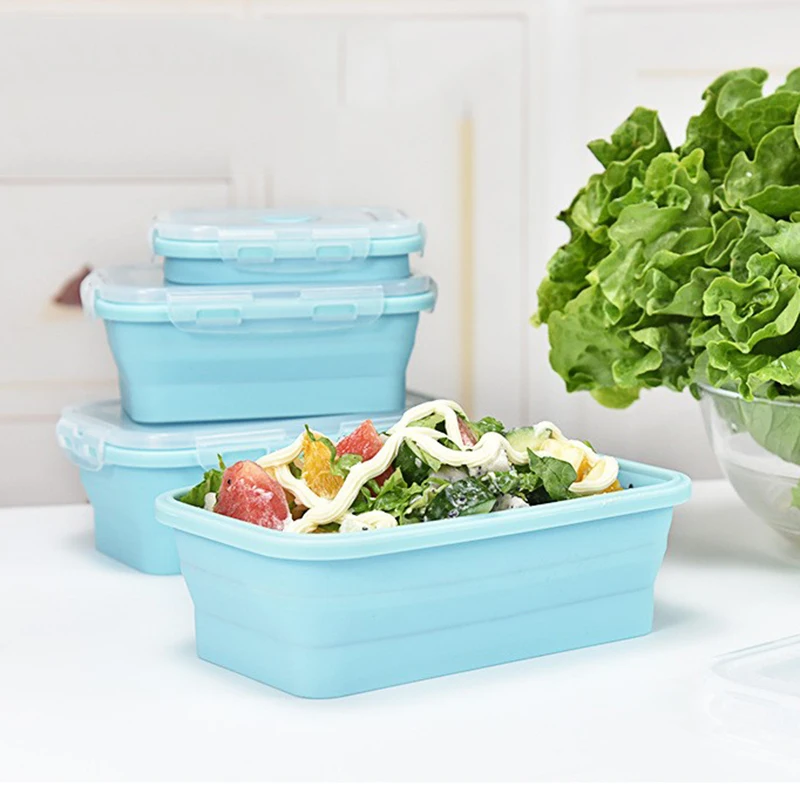 

Silicone Foldable Lunch Box Portable Foldable Lunch Box Food Container Bowl Food Tableware Children Adult