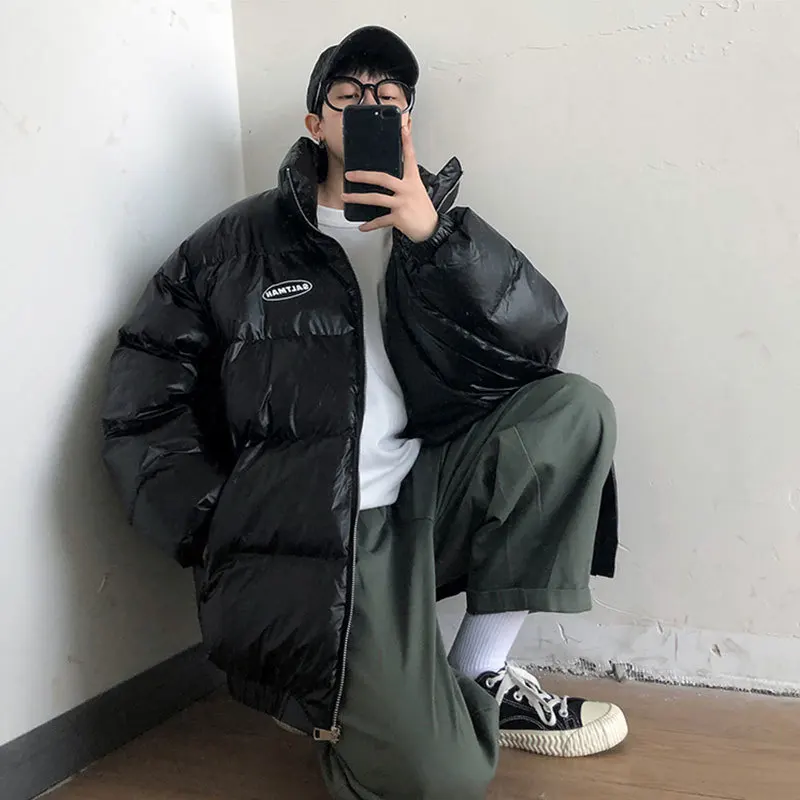 Liketkit 2019 зимнее пальто с пузырьками для мужчин одноцветное яркое серебряное