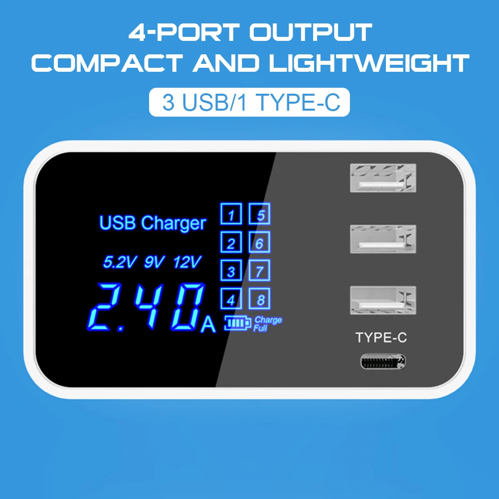 

Multi Quick Charge Smart USB Type C USB Charger Station Led Display Fast Charging Phone Tablet For iPhone Samsung Adapter 2021