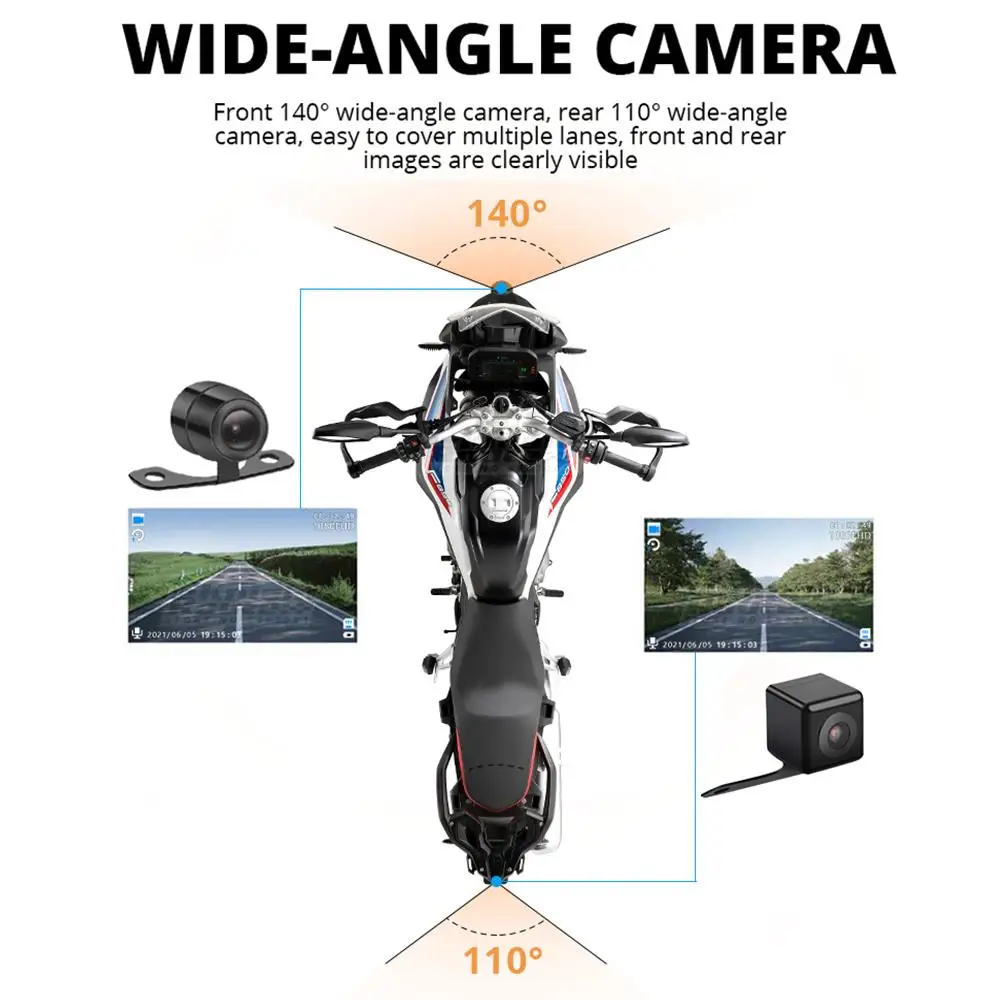 Видеорегистратор для мотоцикла TIEBRO 3 дюйма водонепроницаемый WiFi 1080P - купить по