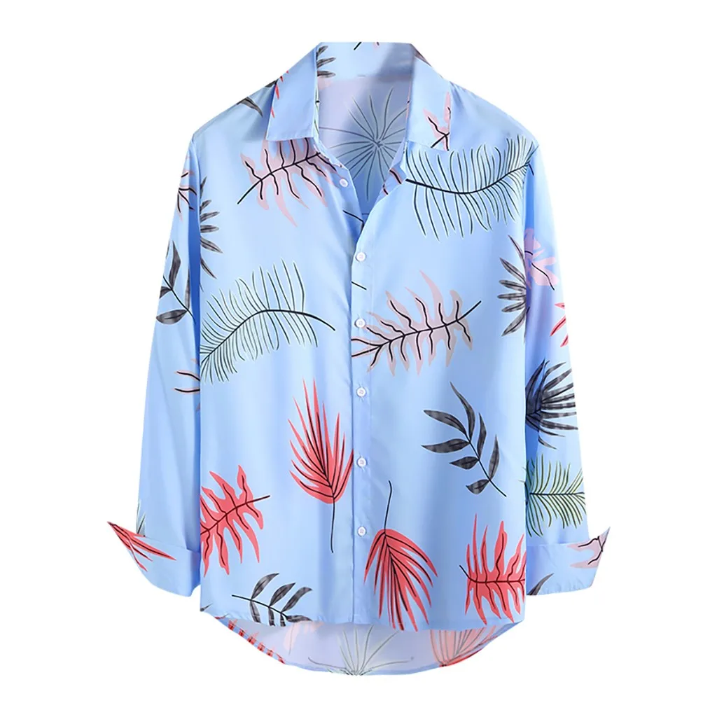 SAGACE легкие и свободные мужские топы праздничные цветочные рубашки с длинным