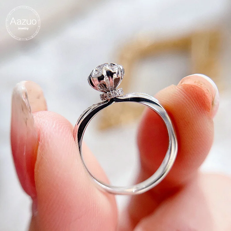 

Aazuo 18K Белое Золото реальные бриллианты 0.38ct классное обручальное кольцо подарок для женщин вечерние Au750