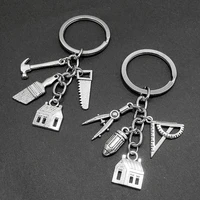 engineer architect house design key chain decoration house hammer ruler creative decoration key chain