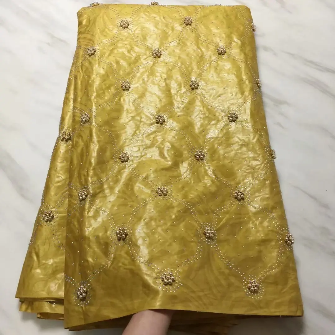 Жаккардовая парчовая Ткань Горячая Распродажа bazin Роскошная ткань бронзовая