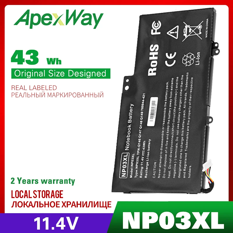 Аккумулятор для ноутбука NP03XL 11 4 в HP Pavilion 13 b104tu b105tu X360 a000 a100 ENVY 15 U U010DX|Аккумуляторы