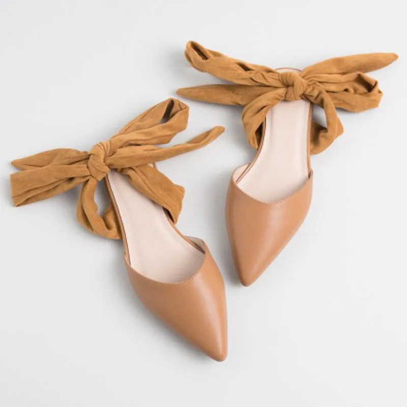 

2020 spring and summer new Korean version of Baotou pointed flat strap bow women's sandals