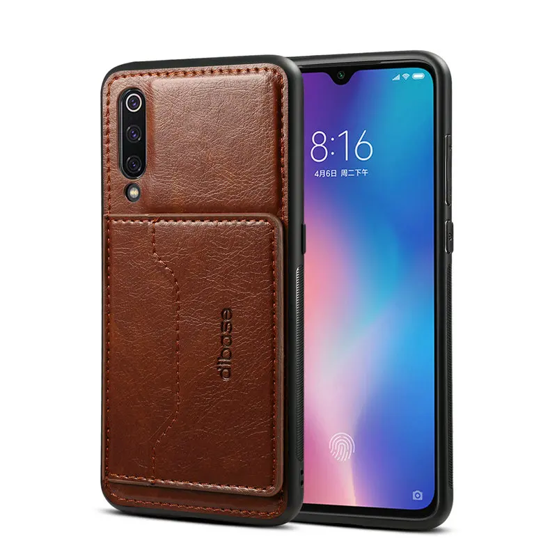 Роскошный чехол для Xiaomi Mi9 с отделениями карт Mi 9 SE силиконовой оправой кожаный