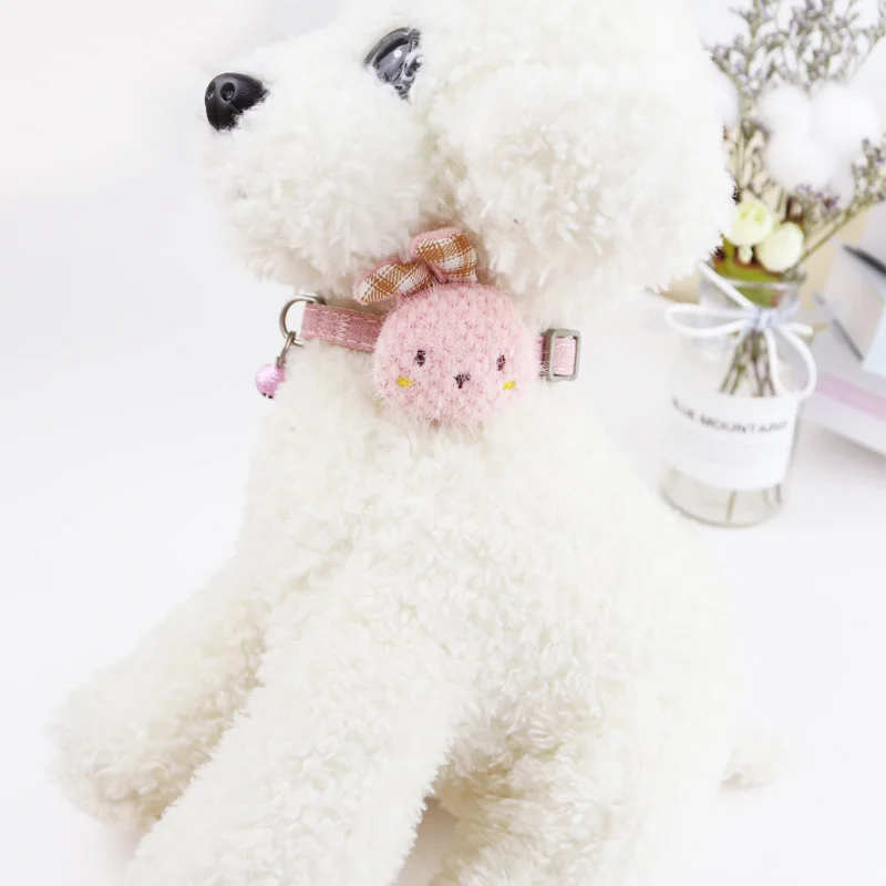 

Dog Collar Supplies Adjustable Nylon Cute Cartoons Double Layer for Cat Necklace Pets Spplies Basic Collars Candy Color Necktie