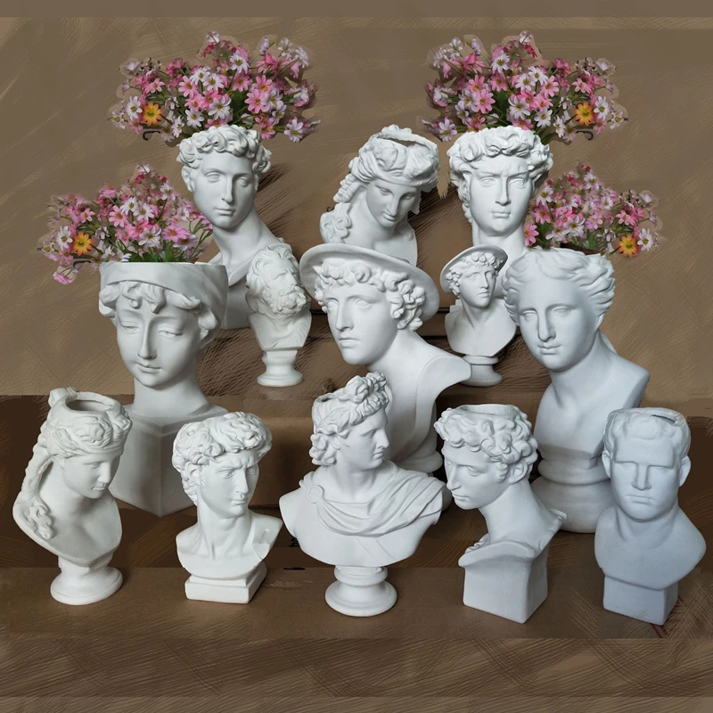 

2021 Modern Nordic Style Creative Portrait Vase Human Head Flower Vases Decorative Ornaments Resin David Home Flowers Art Decor