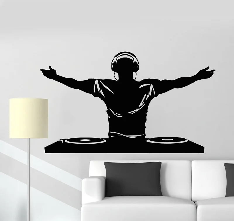 

Vinyl Wall Decal DJ Music Disco Headphone Bar Nightclub Sticker Mural Poster Home Art Design Decoration