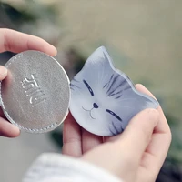 mini cat stainless steel make up mirror lovely portable ultra thin mirror cant break down portable anti fall cosmetic mirror
