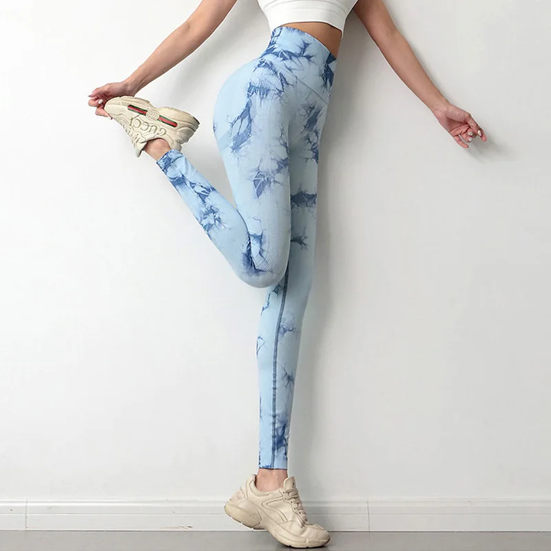 Женские эластичные леггинсы для фитнеса с принтом