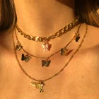 Многослойные ожерелья FNIO в богемном стиле для женщин и мужчин, Золотая Бабочка, монета с портретом, крест, хрустальные чокеры, ожерелье, модные ювелирные изделия