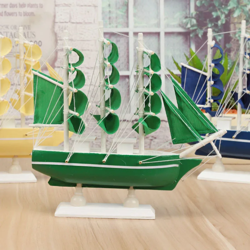 Украшение деревянное цветная деревянная парусная лодка гладкое и благоприятное