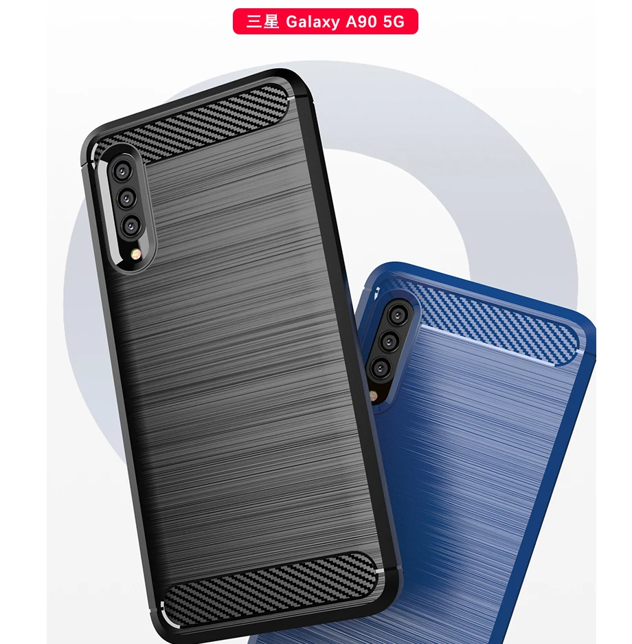 Чехол из углеродного волокна для samsung Galaxy A20 A90 5G Силиконовый мягкий ТПУ