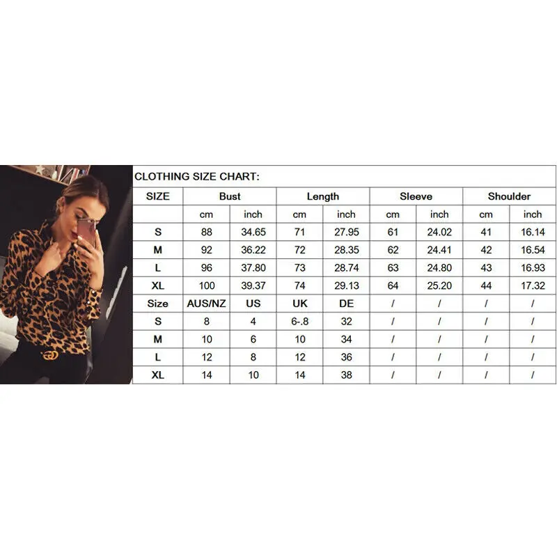 

Fashion Women Leopard Print Long Sleeve Tops and Blouses Loose OL Shirts V-Neck Party blusas femininas elegante chemise femme