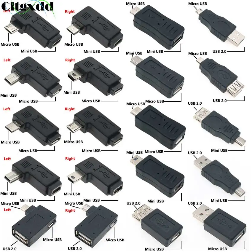 1 шт. 90-градусный прямоугольный мини USB 5pin гнездовой к Micro Штекерный адаптер для