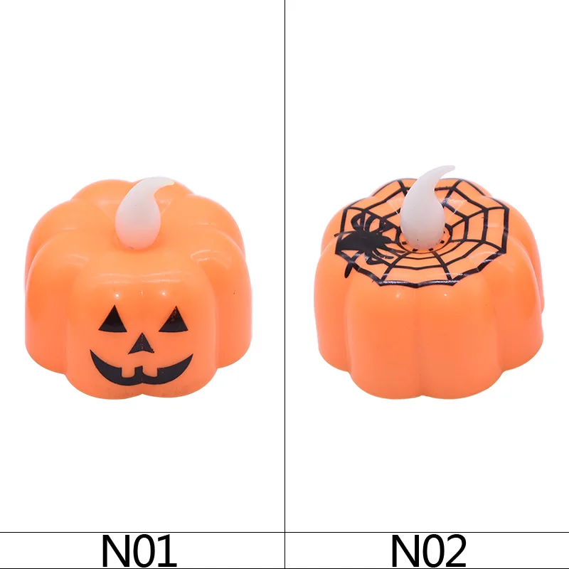 

1/2/3/9/12pcs Halloween Party Decor Supplies Cute LED Pumpkin Light Candle Lantern Lamp Home Little Night Lights Flameless Lamps