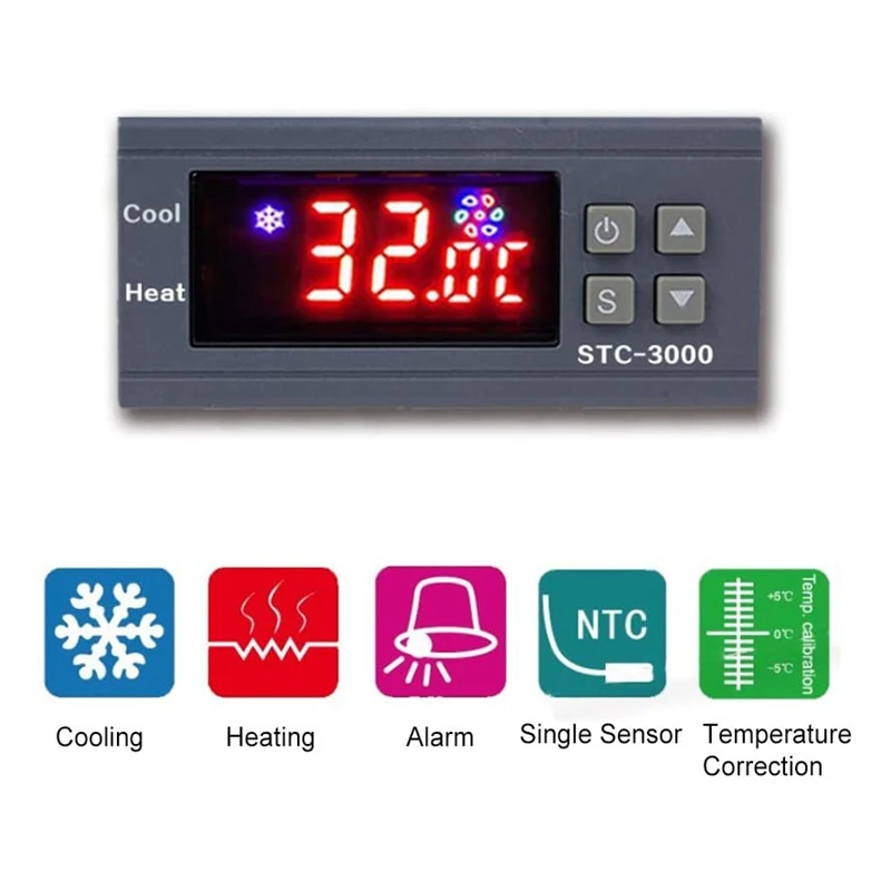 STC-3000 High-Precision Digital Thermostat Is Used for Incubator Temperature Control Adjustment Heating Cooler Retail |