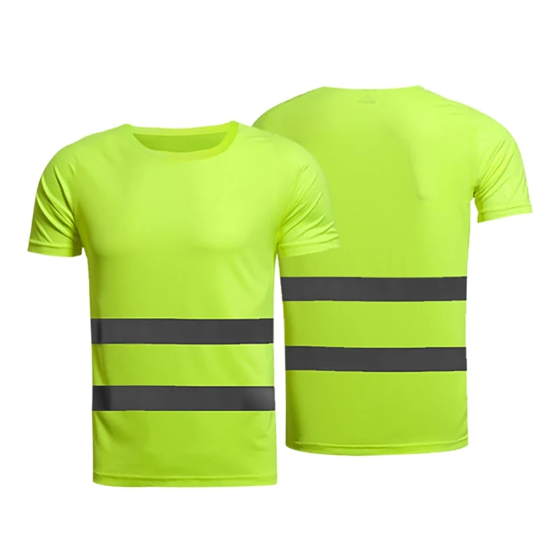 

2021 High Visibility Reflective Safety T-Shirt Short Sleeve Breathable Outdoor Running Tees Tops Night Sports Safe Gear
