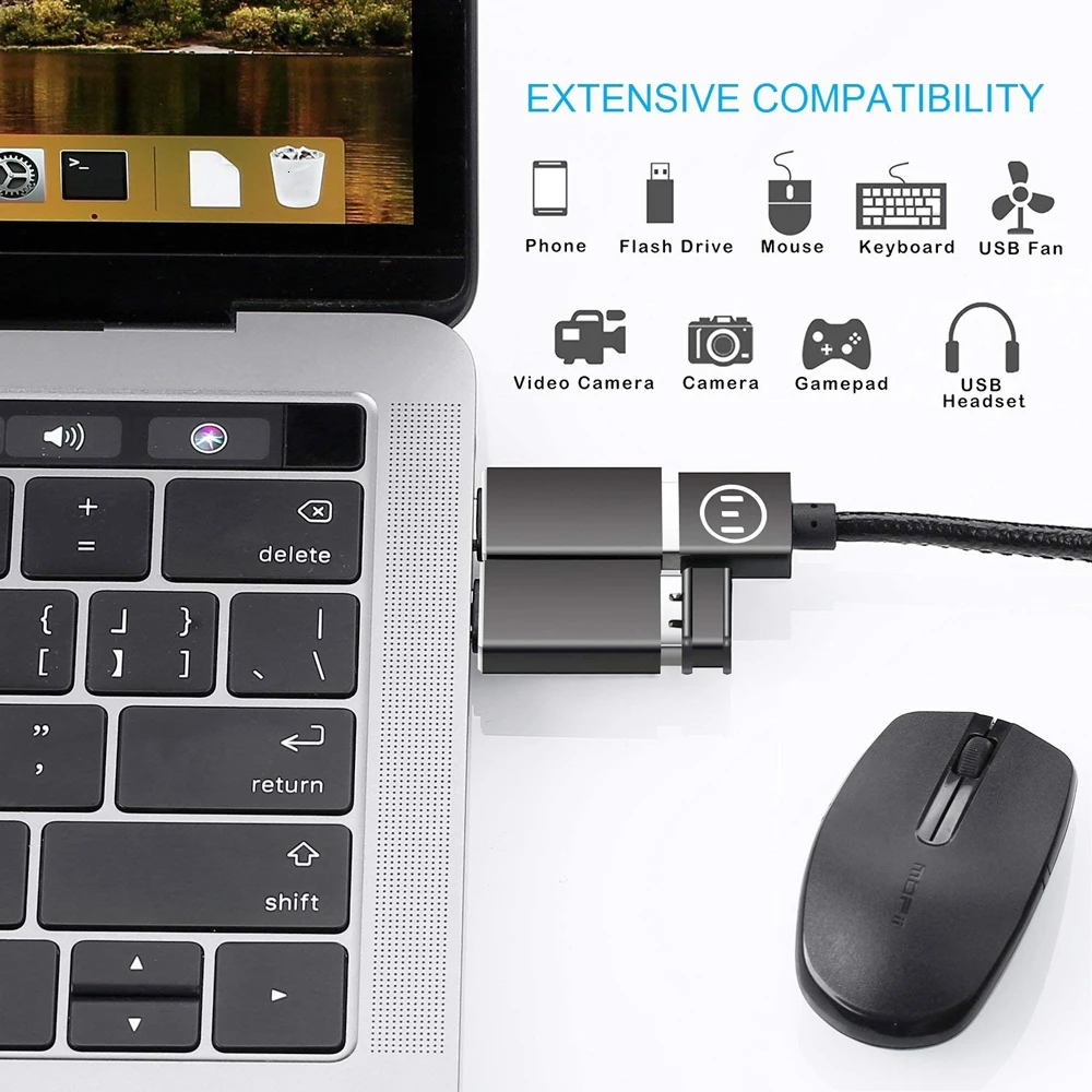 USB C концентратор Тип C сплитер адаптер Thunderbolt 3 к USB 3,0 OTG конвертер алюминиевый для MacBook Pro samsung S9 S10 Google Pixel