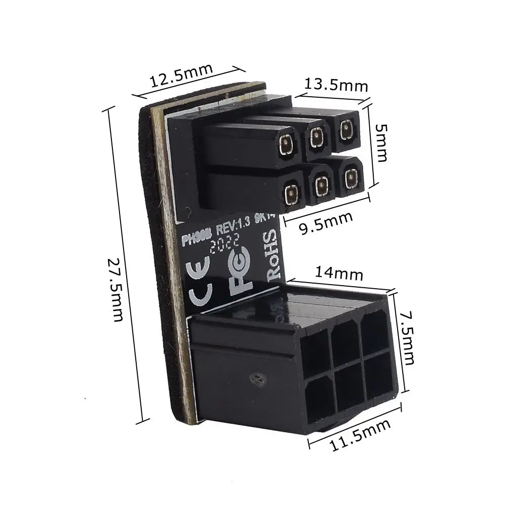 

ATX 6Pin Female to 6pin Male 180 Degree Angled Power Adapter for Desktops Graphics Card
