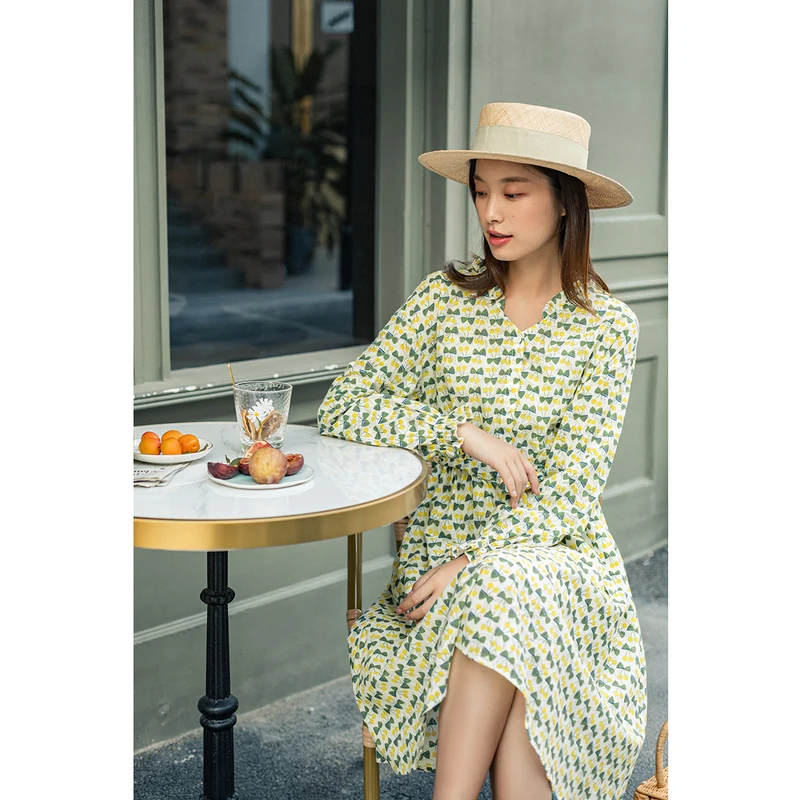 Женское платье с длинным рукавом и бантом INMAN Новое поступление осени 2020|Женские