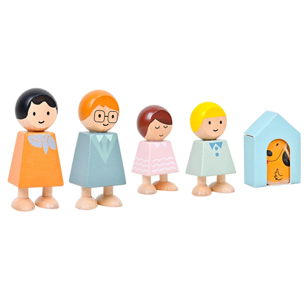 

5Pcs Wooden Building Blocks Character Blocks Family Relationship Cognition Toys
