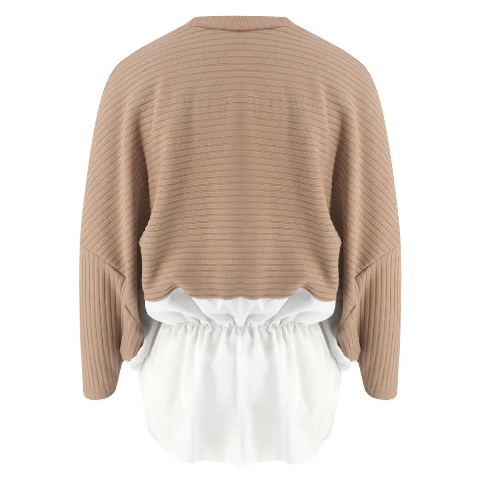 Зимняя мода кружевное платье джемпер свитер в стиле пэчворк Свободная рубашка