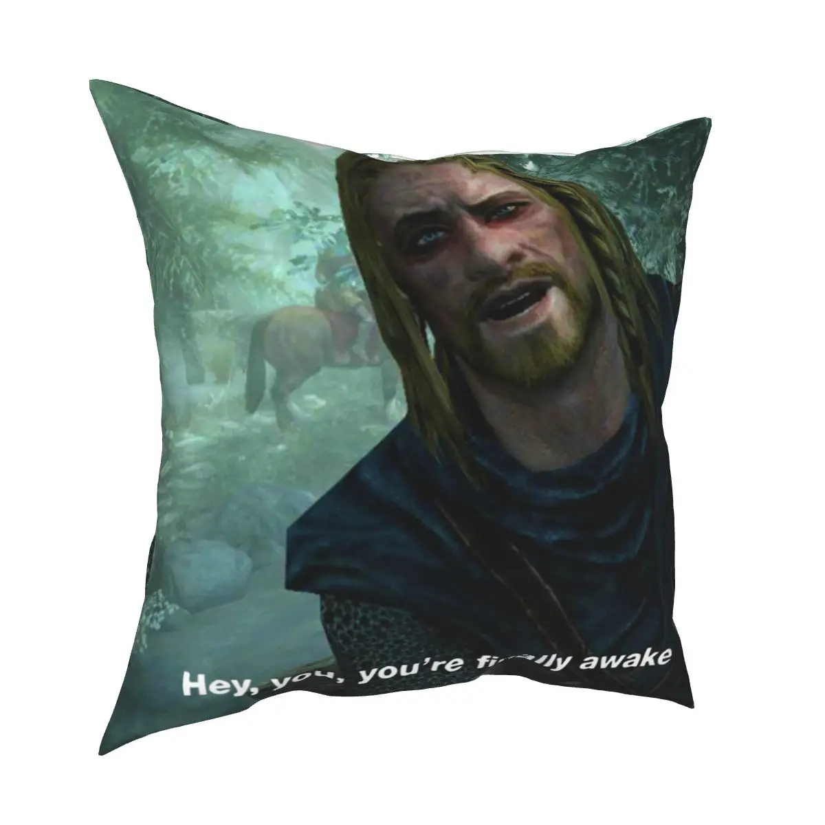 

Hey You You're Finally Awake Skyrim Meme Pillowcase Soft Polyester Cushion Cover Decorative Pillow Case Cover Chair 45*45cm
