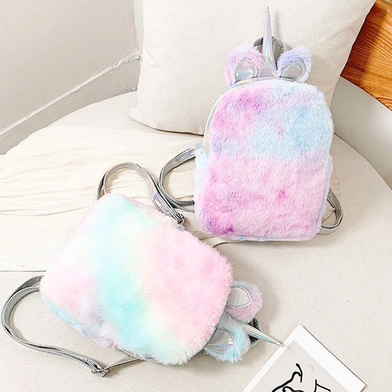 

Рюкзак для девочек и женщин, рюкзак для подростков, плюшевый, с рисунком единорога