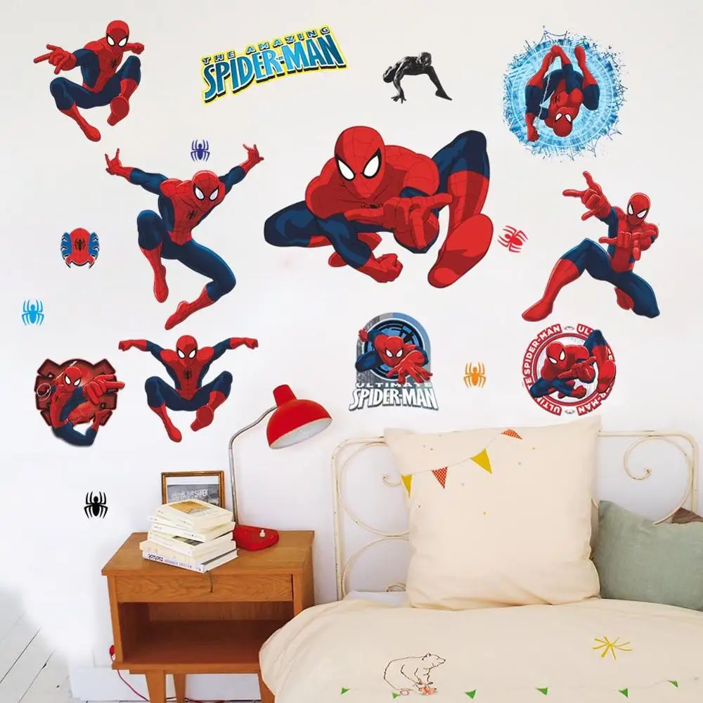 

Spider Man Wall Stickers Marvel Super Hero Removable Wallpapers Sticker Decal For Kids Rooms Boys Home Decor Bedroom Background