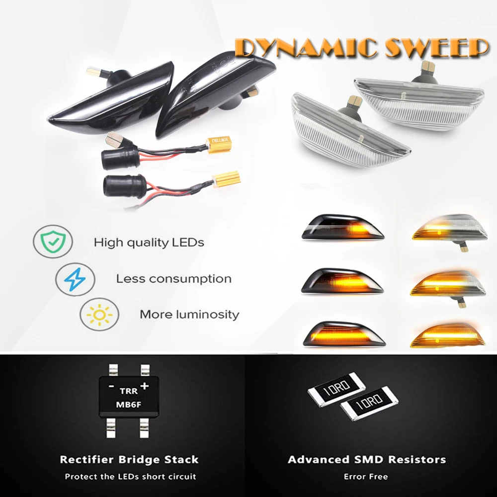 

Dynamic LED Side Marker Turn Signal Repeater Light For Opel Mokka X 2016-2020 2Pcs Sequential Blinker Indicator Lamp