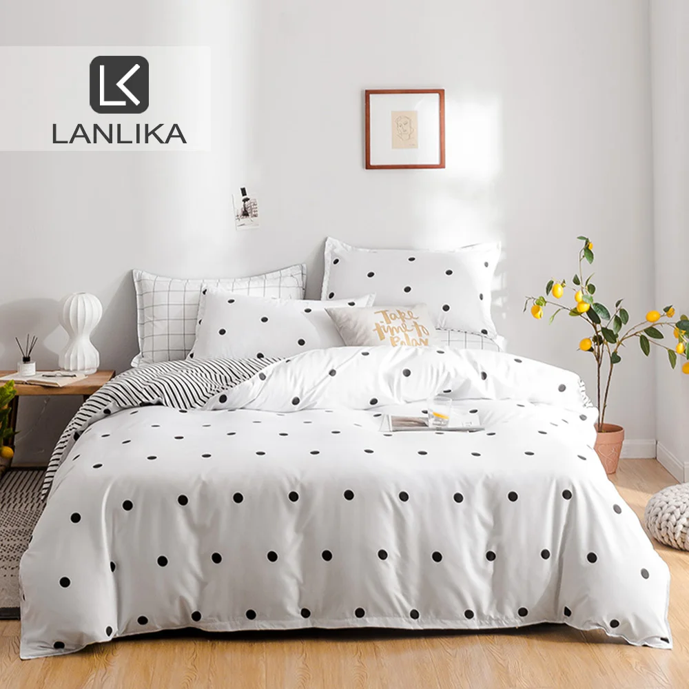 Lanlika черно белые точки Комплект постельного белья Скандинавское постельное