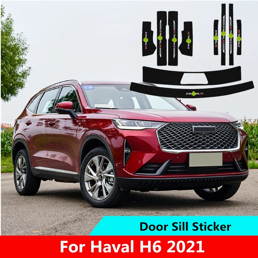 

For Haval H6 2021 Car Door Sill Pedal Board Cover Trim Carbon Fiber Rear Bumper Trunk Sticker Waterproof Auto Accessories