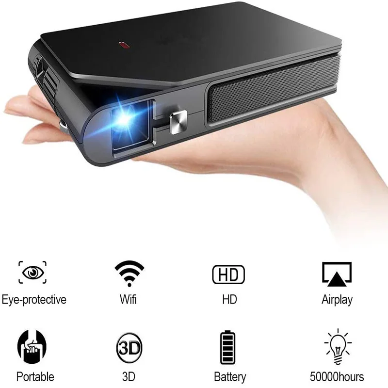 Портативный мини-проектор видеопроектор для домашнего кинотеатра 3D DLP 3600 люмен