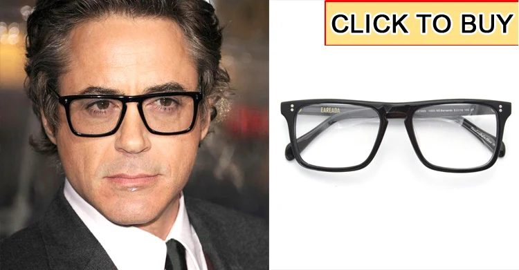 Iron Man Robert Downey Jr glasses asymmetric Eyeglasses handmade acetate irregular shape metal nose