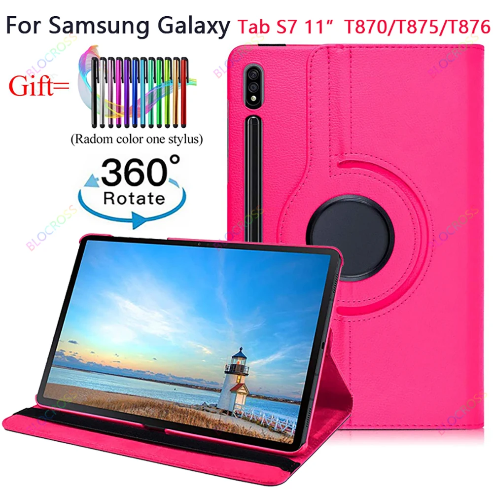 

2020 360 Rotating Case for Samsung Galaxy Tab S7 11" SM-T870/T875/T876 Funda Tablet Shell Coque PU Leather Flip Smart Capa Cover