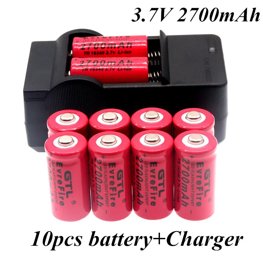 Original 2700mAh Rechargeable 3.7V Li-ion 16340 Batteries CR123A Battery LED Flashlight Travel Wall Charger For | Электроника