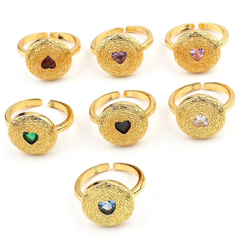 

Retro Round Rings For Women Alloy Enamel Hearts Gold Colorful Trend Elegant Trend Rings Fashion Jewelry Gifts