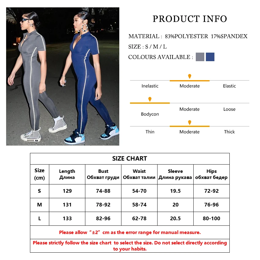 

Clacive Sport Reflective Stripe Women Short Sleeve Gym Jumpsuit Zipper V Neck Bodycon Sexy Streetwear Sporty Casual 2021 Summer