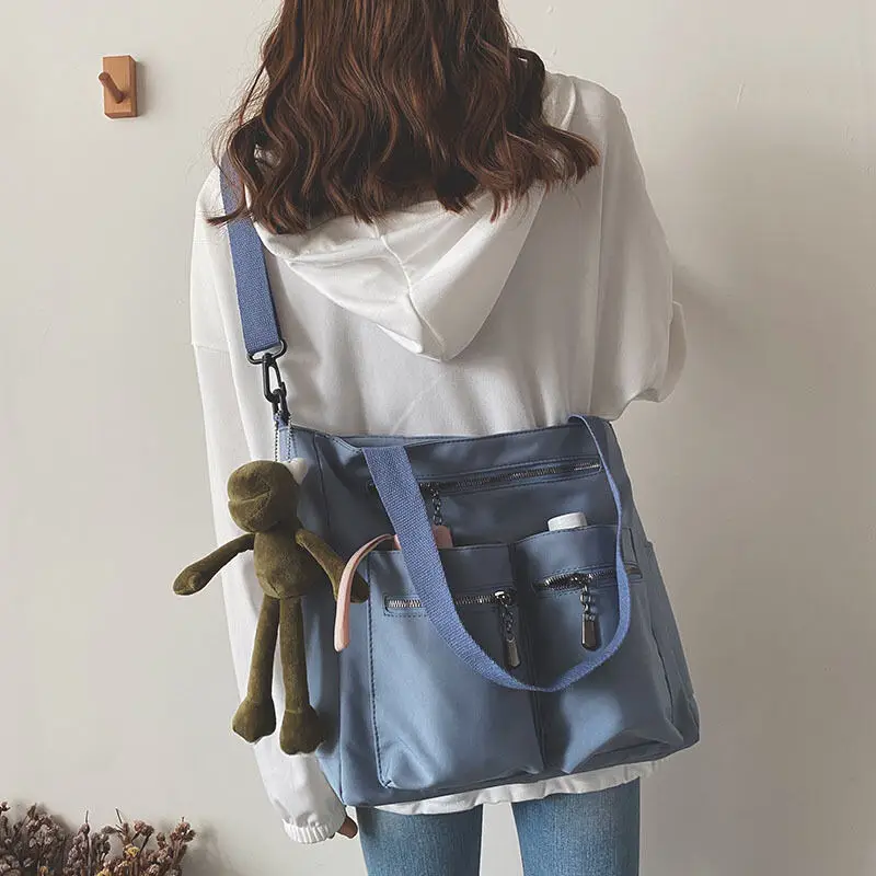 

Tote Bag Women's Large Capacity Schoolbag Female College Student Shoulder Bag Harajuku Canvas Diagonal Crossbody Versatile