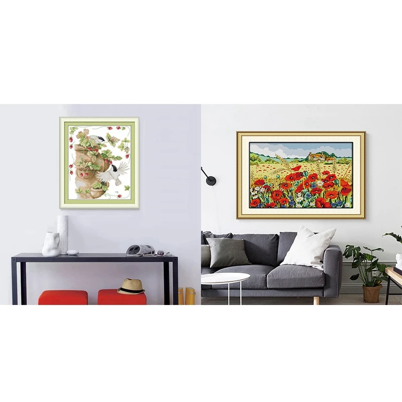 Набор для вышивки крестом 11CT набор из 2 предметов с принтом кукурузы мака птиц и