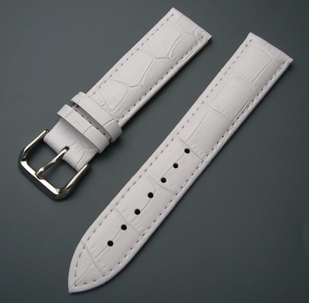 

Rolamy 12 14 16 18 20 22 24mm Calf Leather White Classic Alligator Grain Watch Band Strap BeltFor Seiko Rolex Omega Seiko IWC