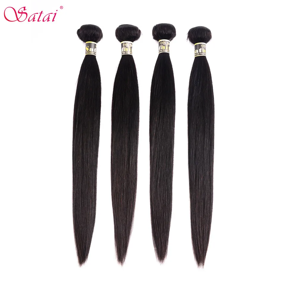 SATAI малазийские прямые волосы 4 пучка 100% человеческие пучки натуральный цвет