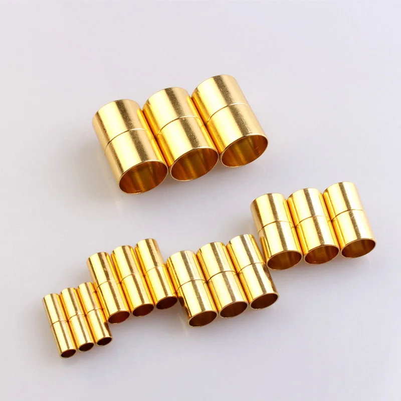 Gold 5 комплектов, магнитные застежки 3, 4, 6, 7, 8, 10, 12, 14, 15 мм, кожаный шнур, соединитель для браслета, ожерелья, Торцевая крышка для DIY ювелирных изделий, аксессуары - Цвет: Gold
