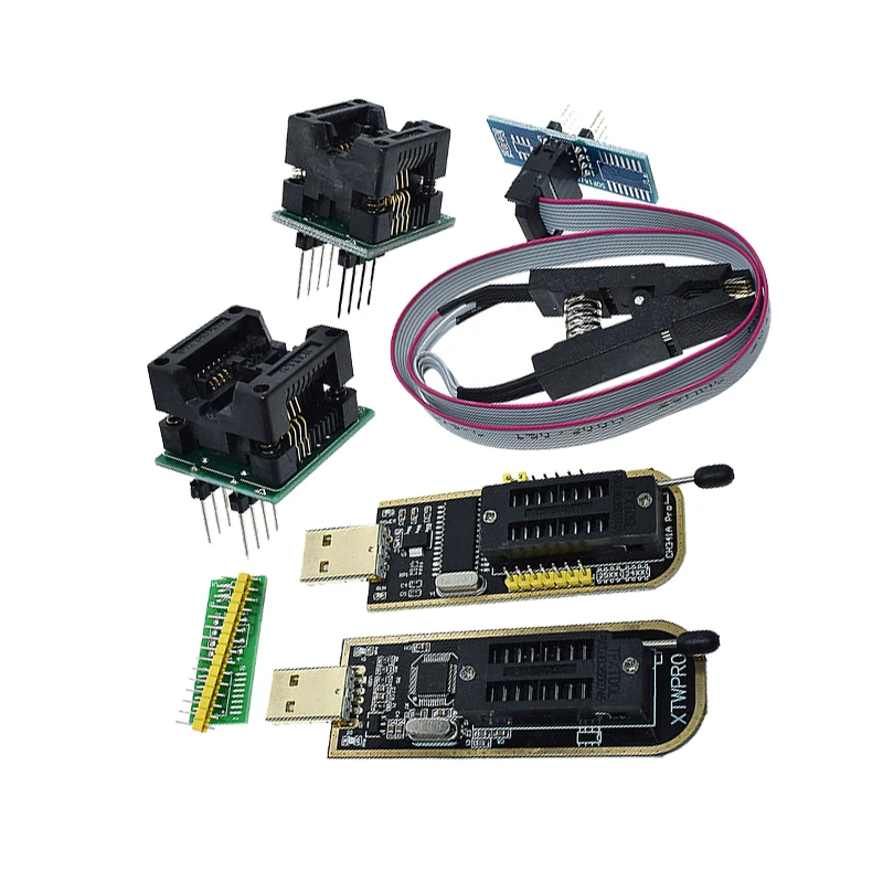 Программатор EEPROM CH341A XTW100 24 25 и пружинный зажим SOIC8 SOP8 для 93CXX / 25CXX/24CXX USB-модуль