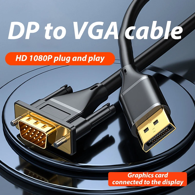 

5m/8m Displayport To Vga Cable 1080P HD Converter Male To Male For Laptop HDTV Projector Graphics Card Computer Accessories